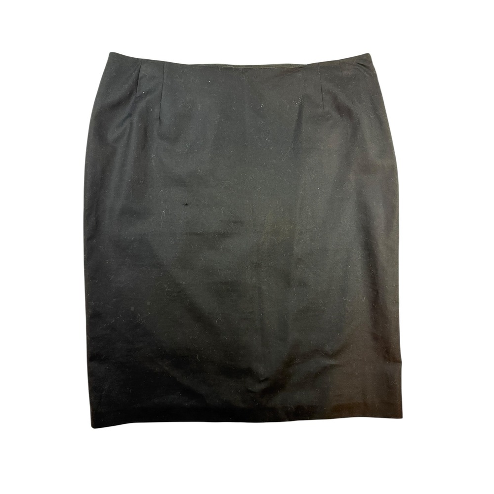 Lauren Ralph Lauren Black‎ Pencil Skirt Women's Size 14 Flat Front Button Office
